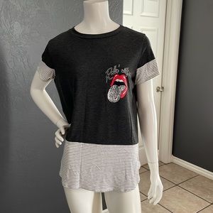 Boutique mixed, leopard print, Rolling Stones t-shirt